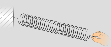 L'action mécanique de la main déforme le ressort