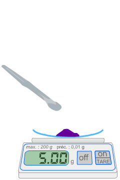 pesée de 5 g de soluté