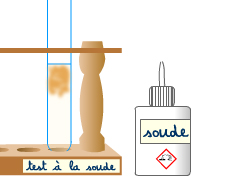 test des ions métalliques avec la soude - positif si on obtient un précipité, de couleur ou blanc pour les ions zinc et aluminium